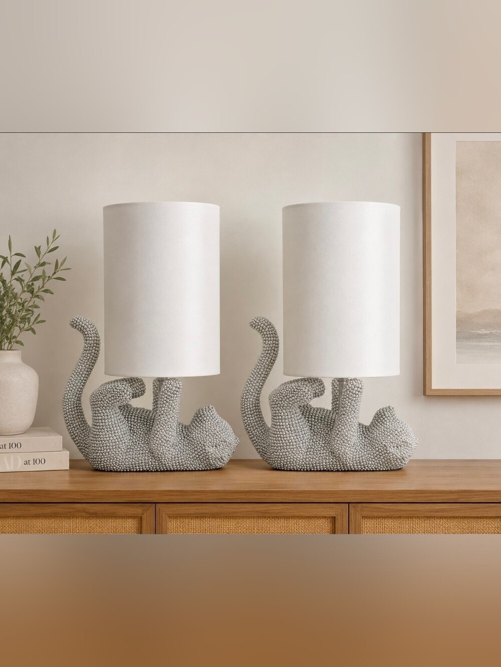 2 Kitty Cat 🐈‍⬛️ Feline Table Lamp Lalia Home Diamond-Studded Rhinestone Glam